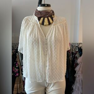 Zara button front peasant top